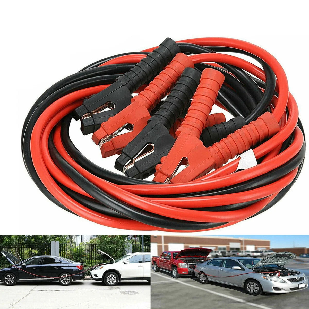 Firing Line 6m 3000A Car Battery Power Emergency Cable Jump Start Firing Line Power Wire Copper Clip Clamp Boost Cord Bateria Auto (Black and Red)