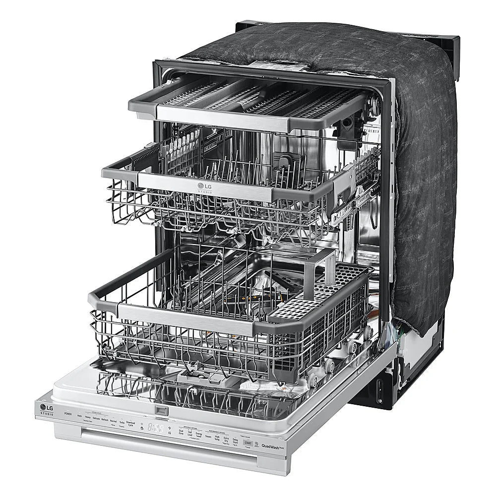 LG - STUDIO 24 Top Control Smart Built-In Stainless Steel Tub Dishwasher with 3rd Rack, QuadWash, True Steam and 40dBA - Stainless steel