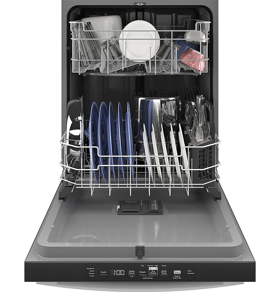 GE - Top Control Built In Dishwasher with Sanitize Cycle and Dry Boost, 52 dBA - White
