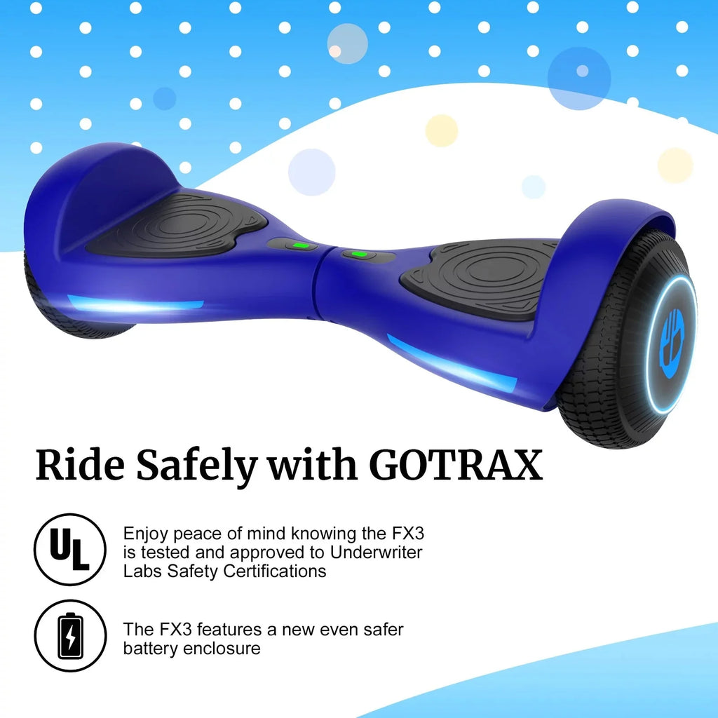 GOTRAX FX3 Hoverboard for Kids Adults,200W Motor 6.5 LED Wheels 6.2mph Speed Hover Board, Blue