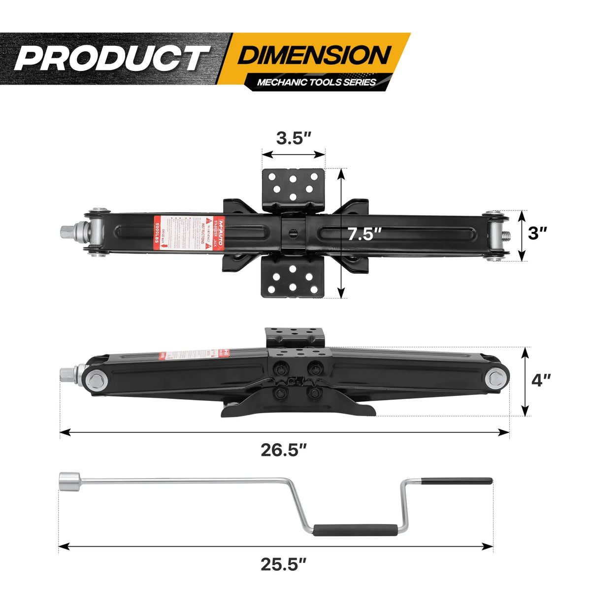 Magshion 2.5 Ton Scissor Jack Set of 4, 5000lbs Heavy Duty Car Jack Lift Kit with Handle, RV Trailer Stabilizer Leveling Scissor Jacks Set, Black