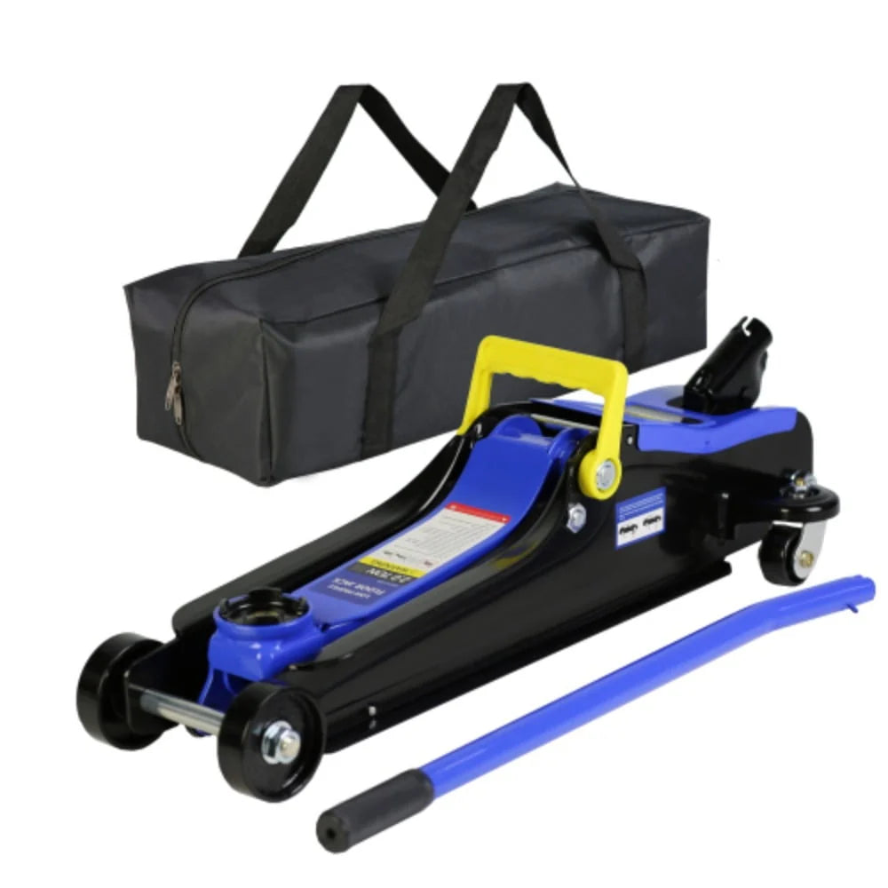 Floor Jack, 2 Ton Low Profile Floor Jack, Heav yDuty Steel Racing Floor Jack with Single Piston QuickLift Pump, Floor Jack Black+Blue + Steel + 2T Single pump + Lifting range 3.3-15.2