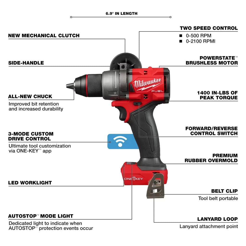 Milwaukee Pre-Sale Pre-Sale 2906-20 M18 FUEL 18V 1/2 Hammer Drill/Driver w/ ONE-KEY - Bare Tool