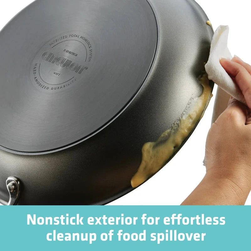 Circulon 84569 Elementum 7.5 qt. Hard-Anodized Aluminum Nonstick Stock Pot in Oyster Gray with Glass Lid