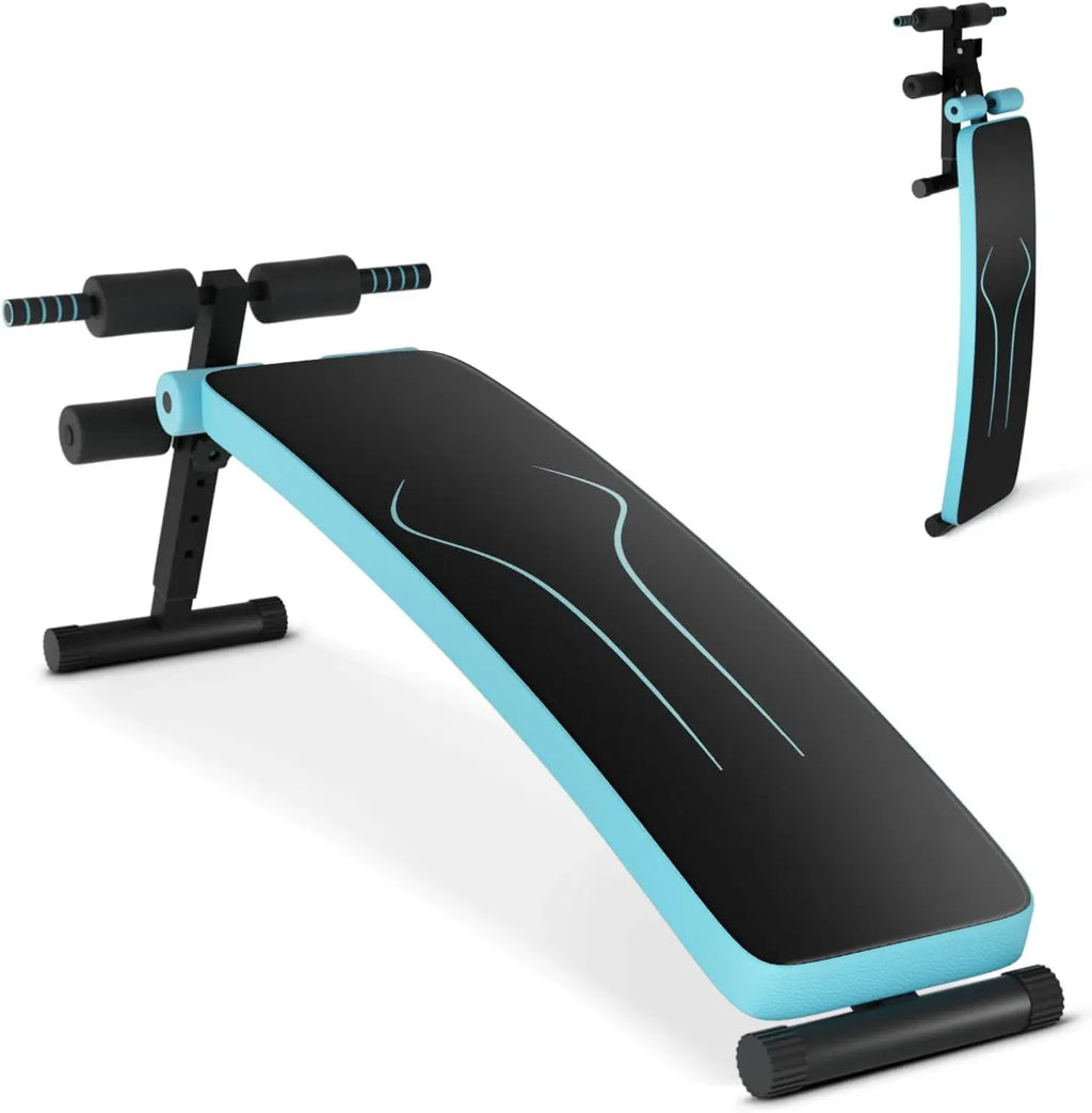 Sit up Bench, Folding Adjustable Workout Bench for Ab Exercise, Curved Incline/Decline Slant Bench, Foldable Strength Training Weight Bench, Situps Abs Workout Equipment