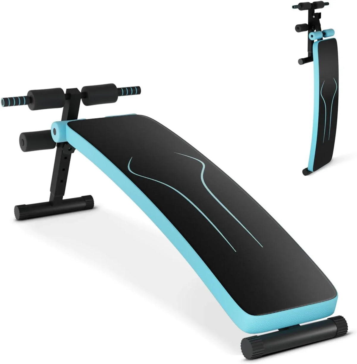 Sit up Bench, Folding Adjustable Workout Bench for Ab Exercise, Curved Incline/Decline Slant Bench, Foldable Strength Training Weight Bench, Situps Abs Workout Equipment