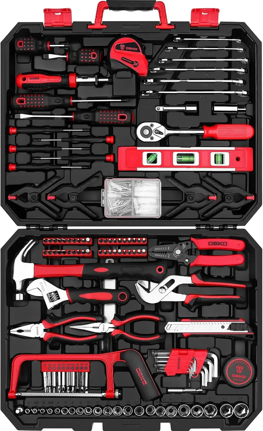 228 Piece Socket Wrench Auto Repair Tool Combination Package Mixed Tool Set Hand Tool Kit with Plastic Toolbox Storage Case