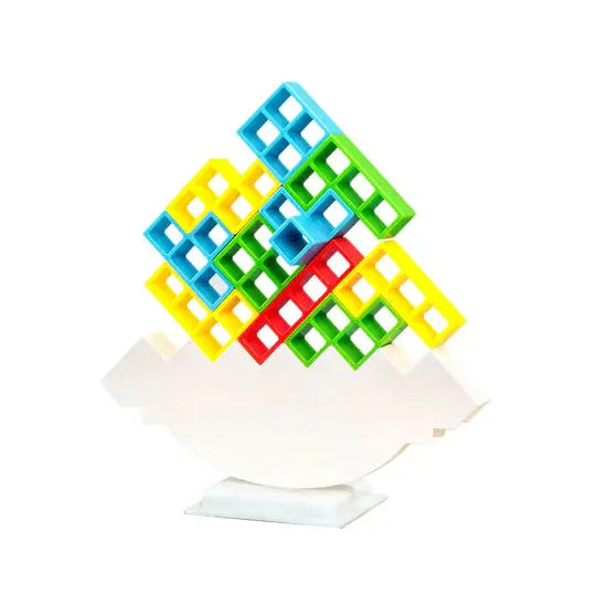 Magnetic Stacking Toy with 24 Interlocking Geometric Blocks and Base, Fine Motor Skill Game