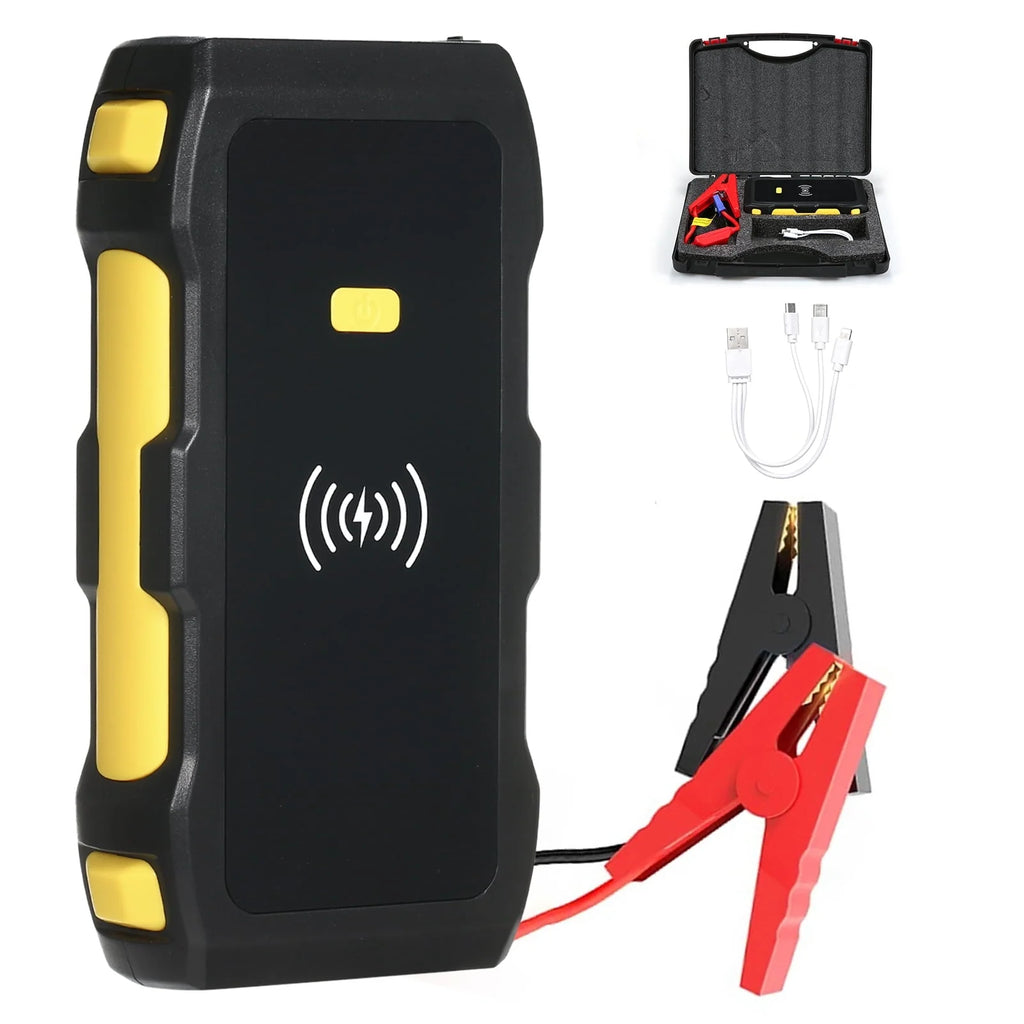 Htovila Strong Car Jump Starter and Bank Large Capacity 1200A Peak Portable Car Battery Starter with /USB Wireless Quick Safety Protection