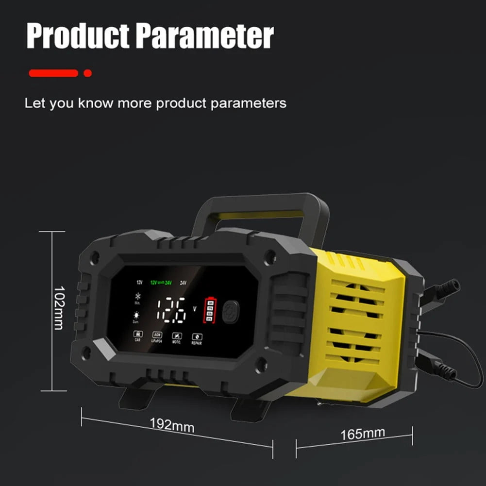 BESVEH 20A/10A Car Motorcycle Battery Charger 12V/24V Smart Charger Lithium AGM