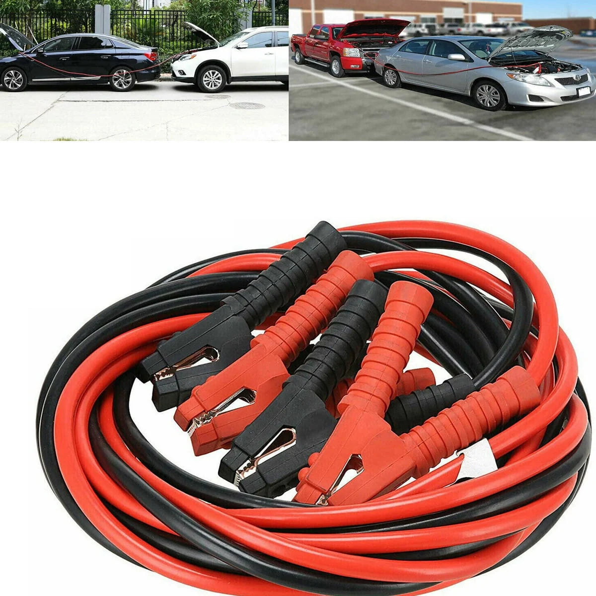 6m 3000A Car Battery Power Emergency Cable Jump Start Firing Line Power Wire Copper Clip Clamp Boost Cord Corriente Bateria Auto (Black and Red)