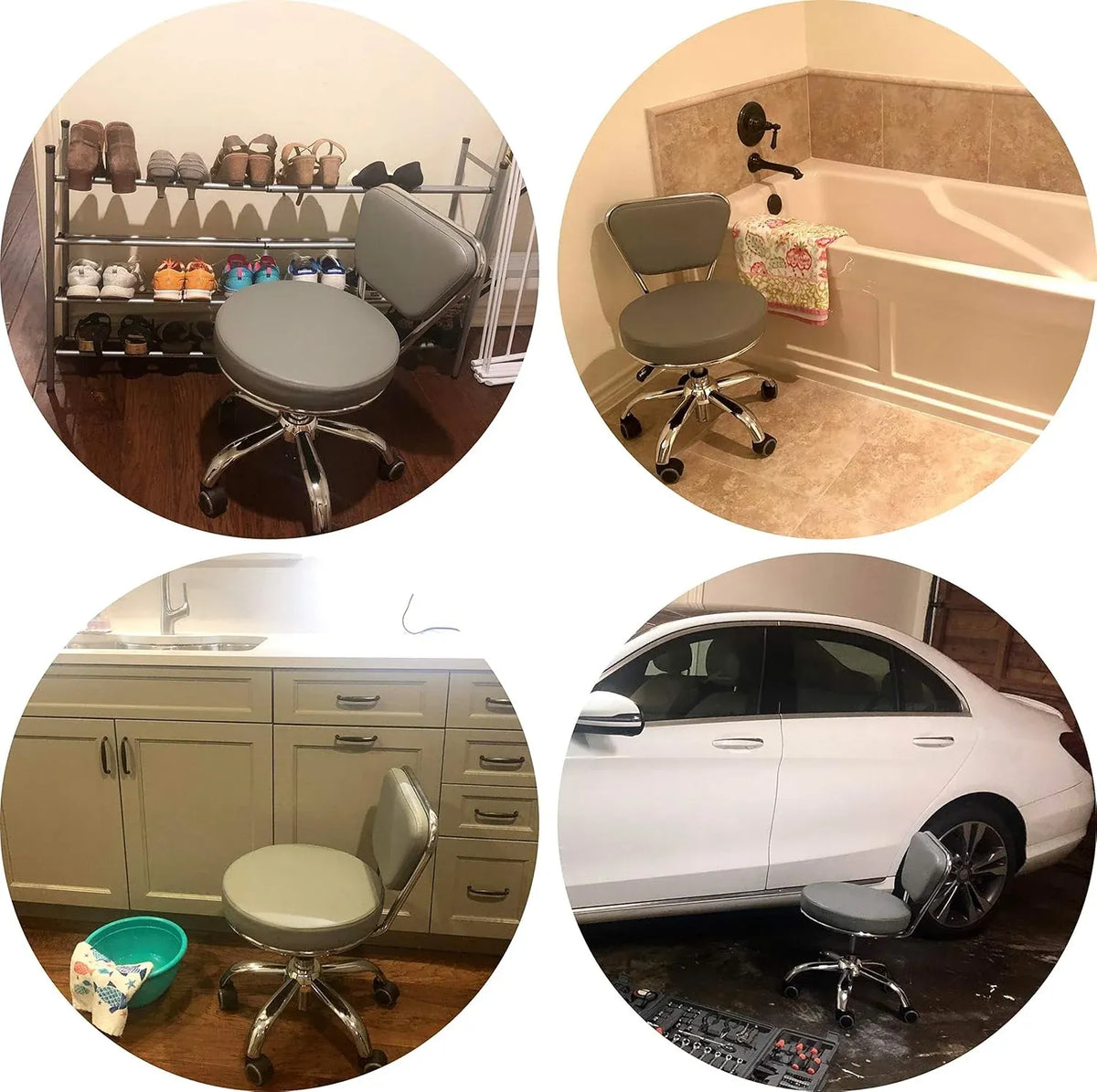 Dayton Garage Rolling Seat (Black) Pneumatic, Short Stool with Adjustable Height 13-15, Perfect for Garage Task, Home Cleaning, Bathroom Short Seat, Technician Task