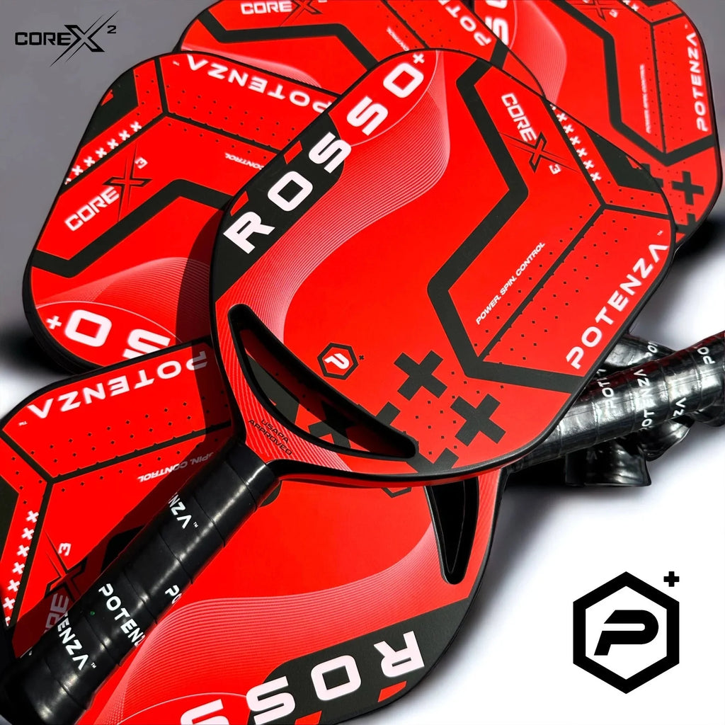 Potenza ROSSO+ Pro Pickleball Paddle (Carbon Fiber, 21mm COREx3 Open Throat)