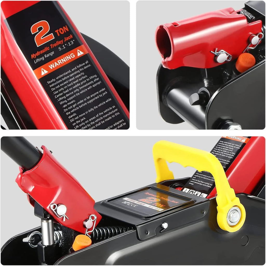 DNA Motoring TOOLS-00280 Low Profile Hydraulic Trolley Service/Floor Jack Combo with 2 Ratchet Jack Stands