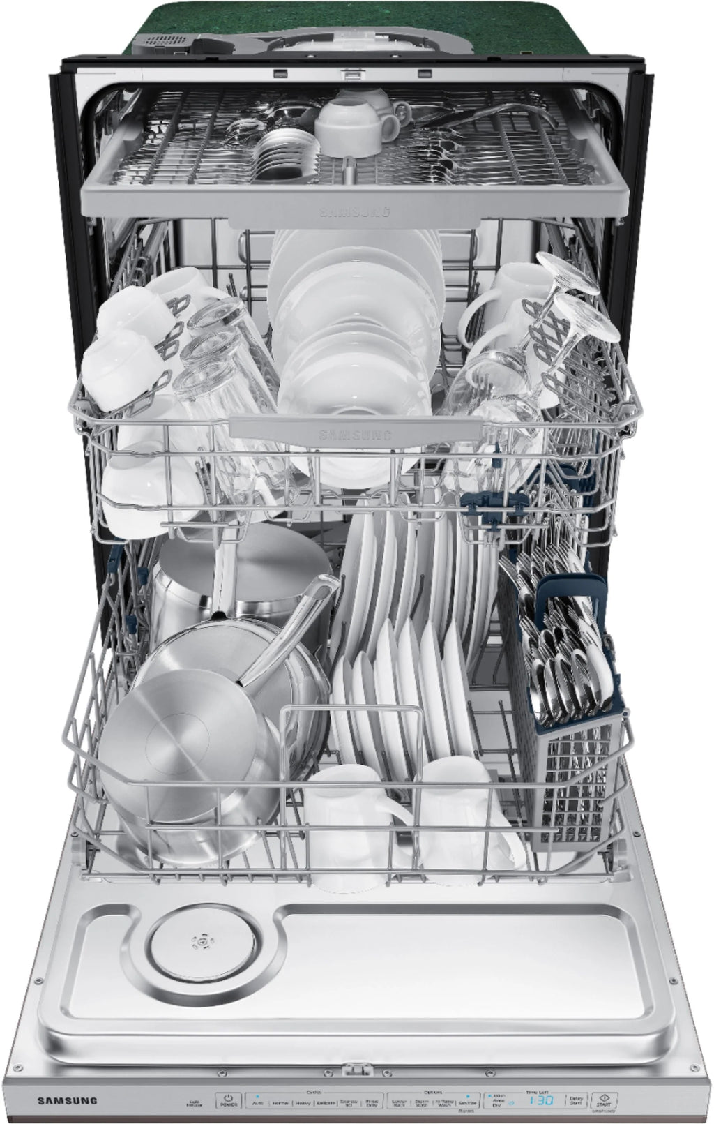 Samsung - StormWash 24 Top Control Built-In Dishwasher with AutoRelease Dry, 3rd Rack, 48 dBA - Tuscan stainless steel