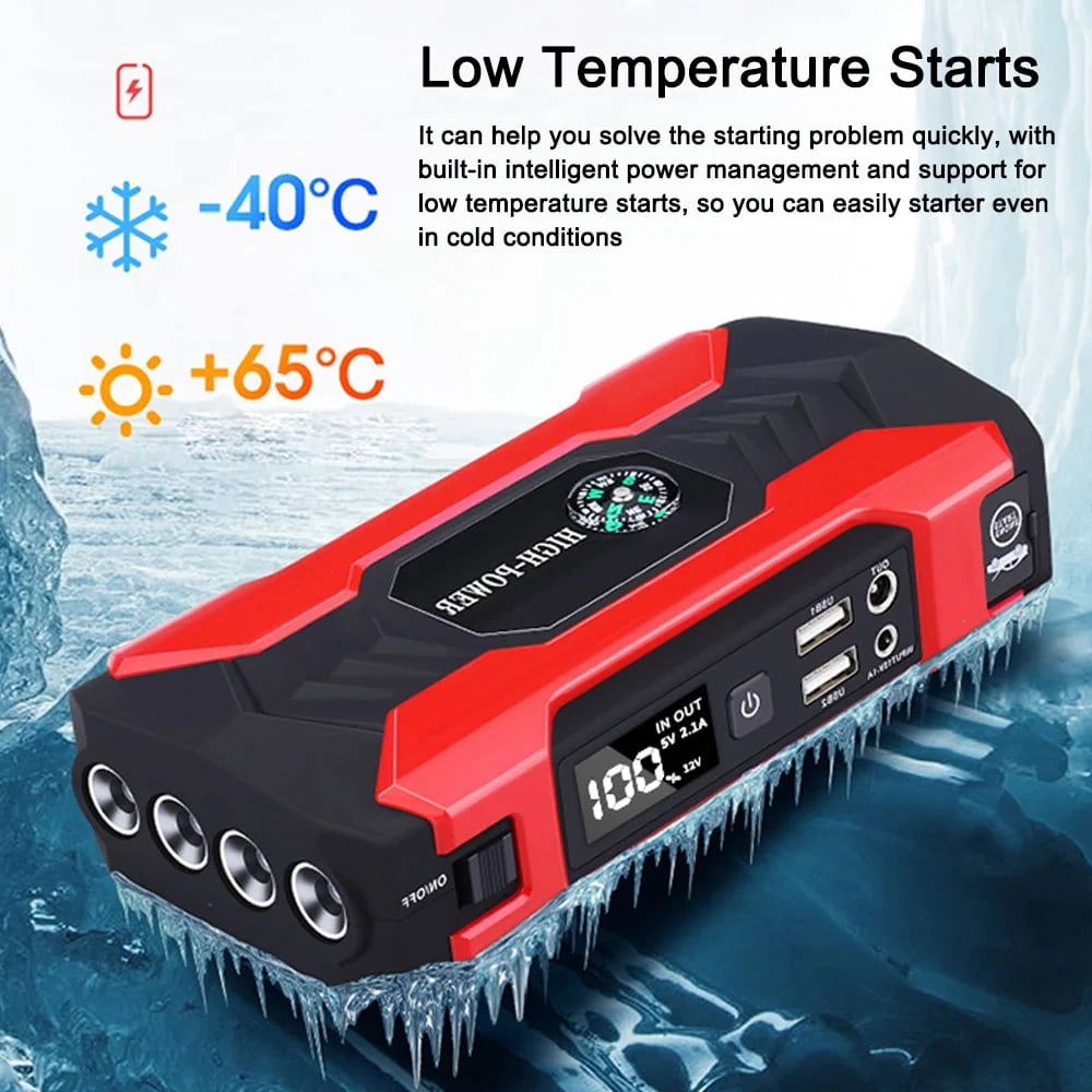 Radirus Emergency power supply,Power 3.0L or USB Display/Safety Jump 12.0V Battery or 1.5L Diesels Hammer/LED Car Support Low-Temperature Dual power supply USB Dazzduo power supply