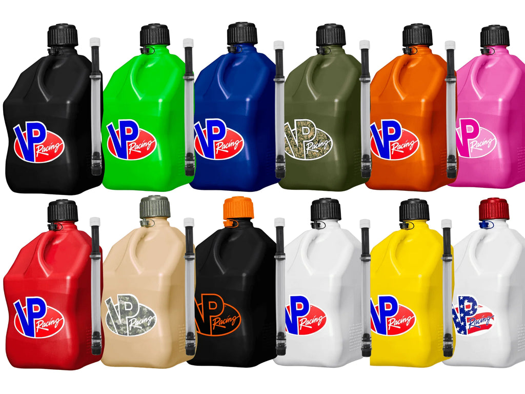 VP Racing Utility Jug 5.5 Gallon + Deluxe Hose - Mix and Match Between 11 Different Colors - Made in the USA (4 Pack, Red)