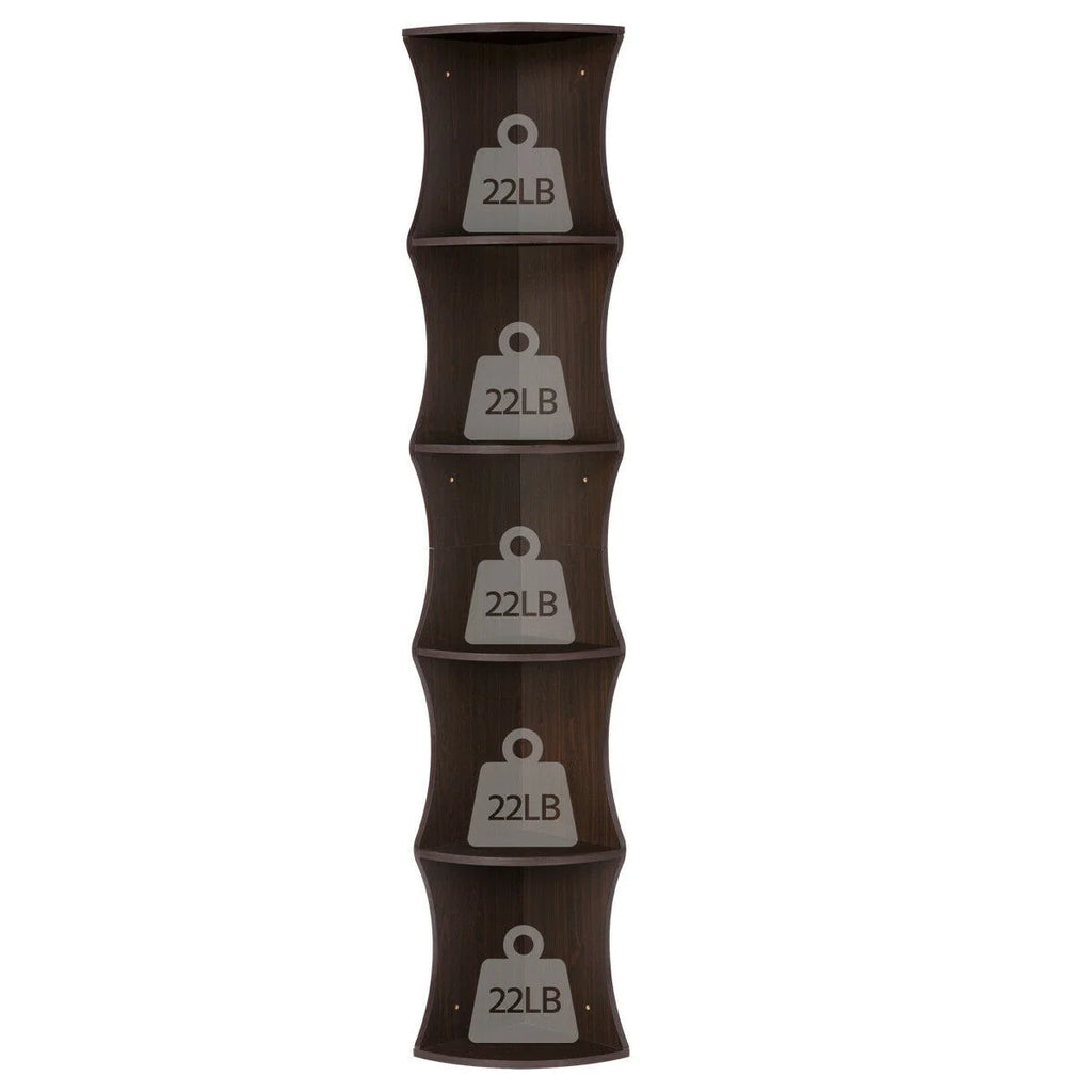 Nesuncia 77 H 5 Tier Corner Shelf Plant Stand Open Bookshelf Unique Furniture