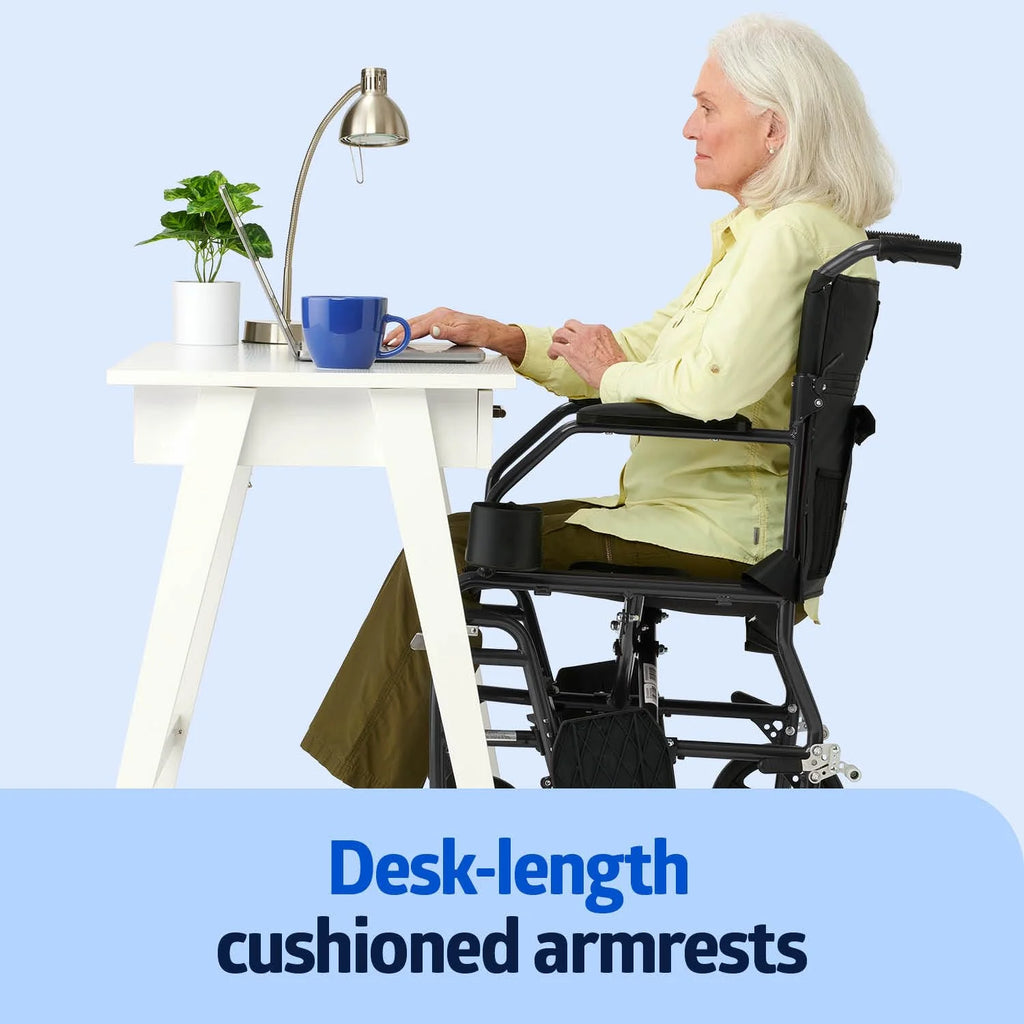 Medline Ultralight Transport Wheelchair Desk Length