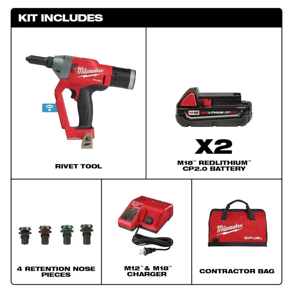 Milwaukee 2660-22CT M18 FUEL 18V 1/4 Li-Ion Blind Rivet Tool Kit w/ ONE-KEY