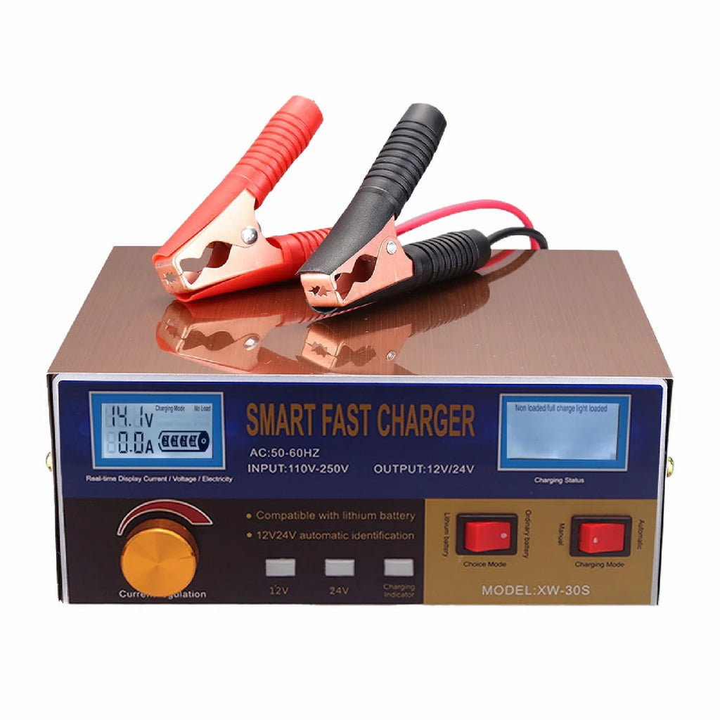 XWQ Battery Charger Pulse Repair High Power Antiflaming 400W 12V 24V Storage Battery Maintainer for Car