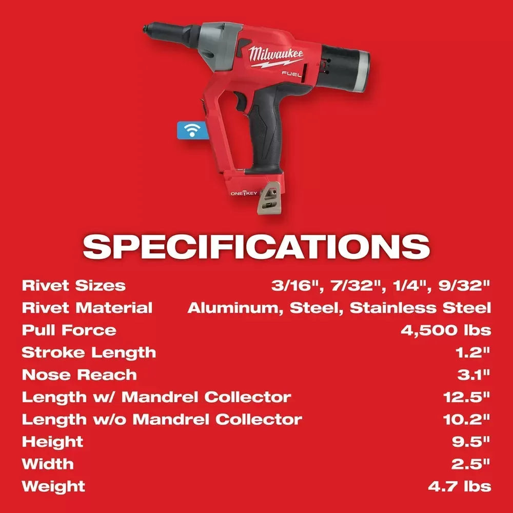 Milwaukee 2660-22CT M18 FUEL 18V 1/4 Li-Ion Blind Rivet Tool Kit w/ ONE-KEY