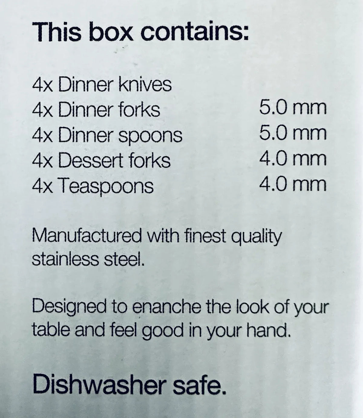 20  Stainless Flatware Diamond Set 4 place Settings New Italy