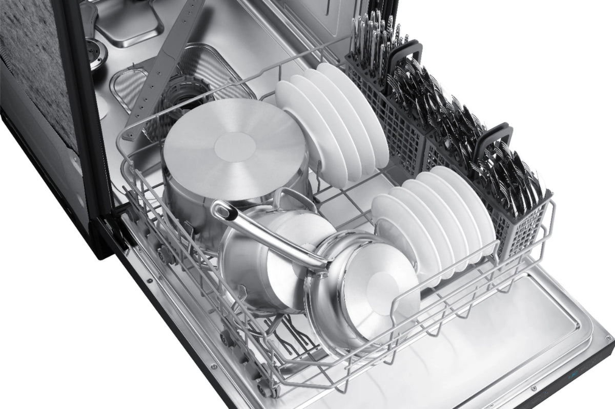 Samsung - StormWash 24 Top Control Built-In Dishwasher with AutoRelease Dry, 3rd Rack, 42 dBA - Black stainless steel