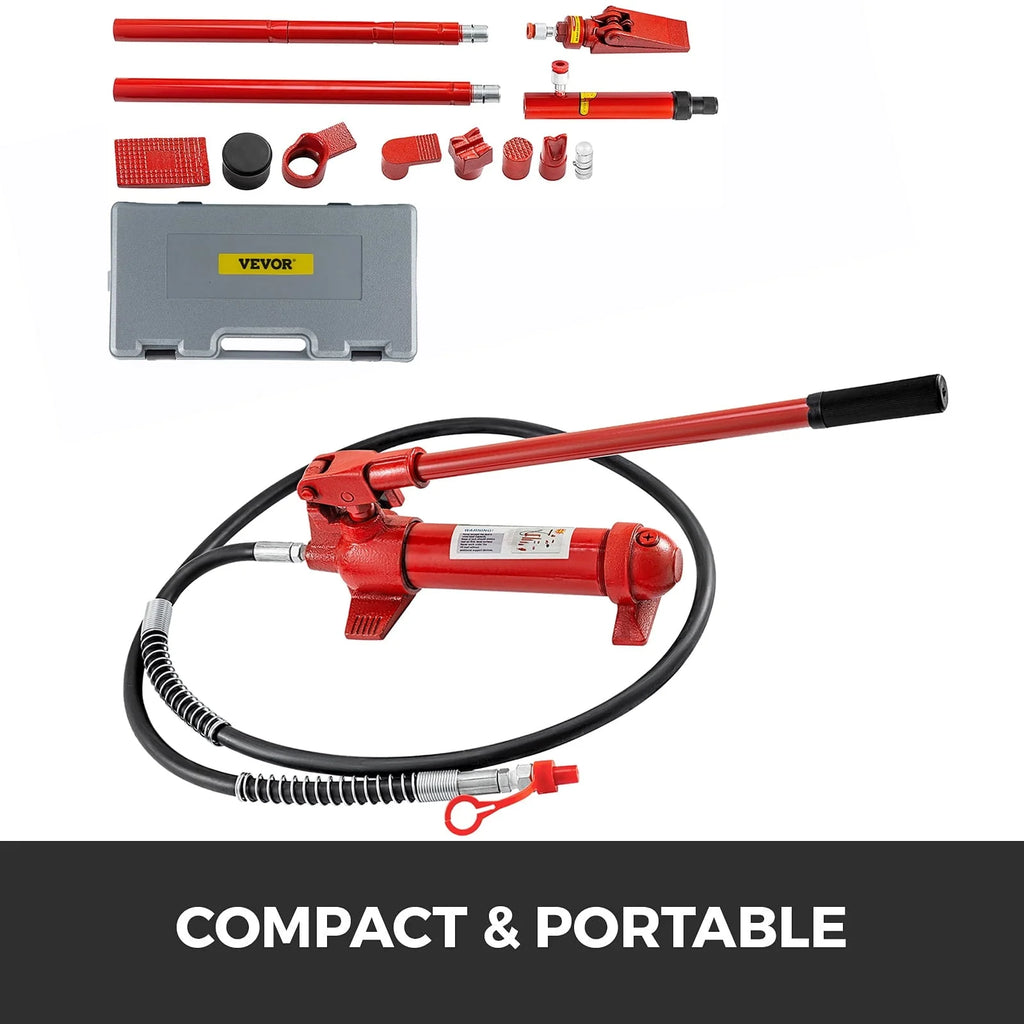 VEVOR 6 Ton Porta Power Kit 2M Hydraulic Car Jack Ram 4.72 inch Lifting Height Autobody Frame Repair Power Tools for Loadhandler Truck Bed Unloader Farm and Hydraulic Equipment Construction