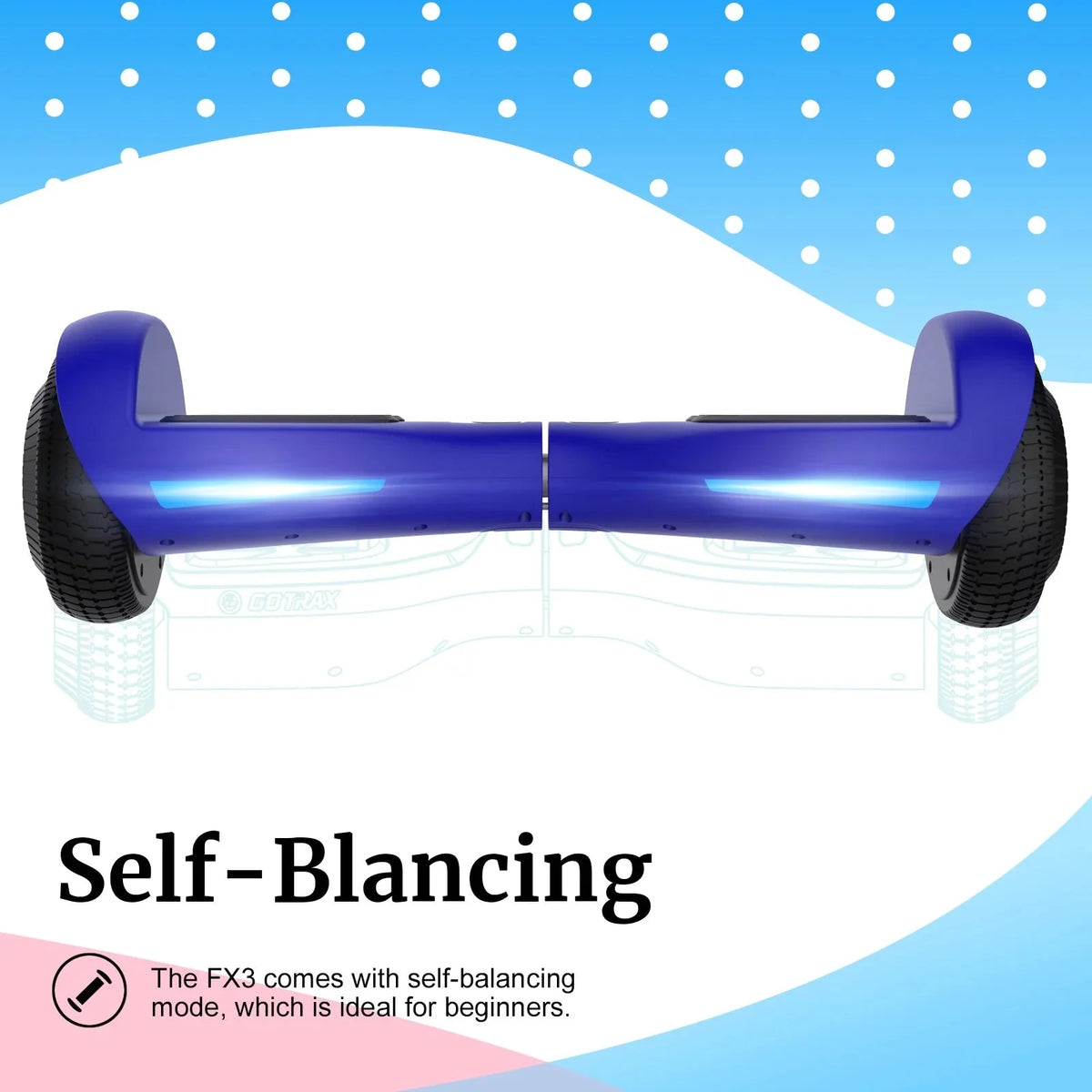 GOTRAX FX3 Hoverboard for Kids Adults,200W Motor 6.5 LED Wheels 6.2mph Speed Hover Board, Blue