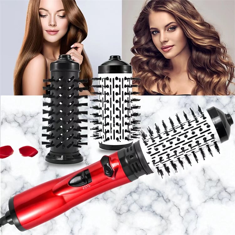 Hot Air Brush with Dual Rotating Interchangeable Heads and 3 Heat Settings, Ionic Finish