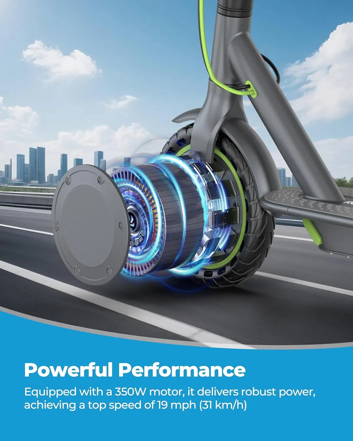 Electric Scooter - 8.5/10'' Solid Tires, 350W/500W Motor, Up to 19-22MPH and 21-24Miles Long-Range Portable Commuting Scooter for Adults with Double Braking System and App