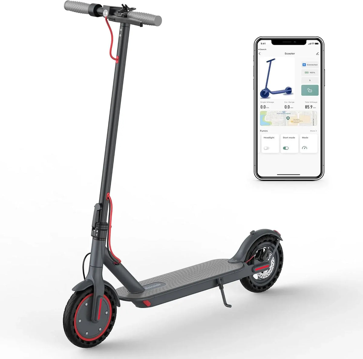 Electric Scooter - 8.5/10'' Solid Tires, 350W/500W Motor, Up to 19-22MPH and 21-24Miles Long-Range Portable Commuting Scooter for Adults with Double Braking System and App