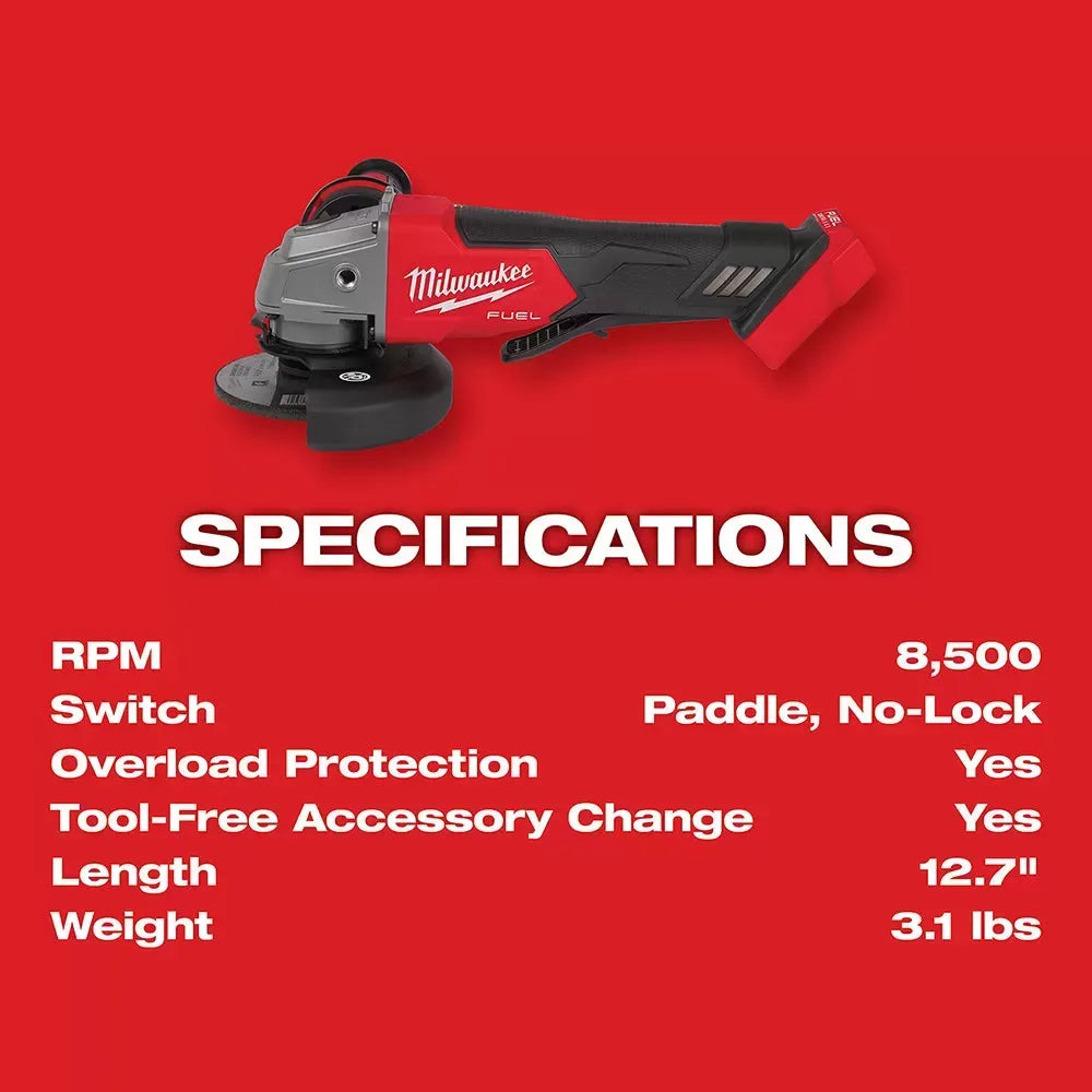 Milwaukee Pre-Sale 2880-20 M18 FUEL 4-1/2 / 5 Grinder Paddle Switch No-Lock - Bare Tool