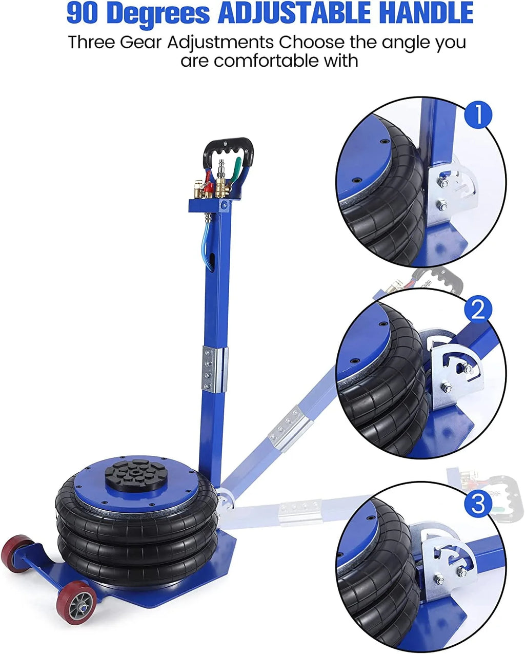 WhizMax 5 Ton/11000 lbs Triple Bag Air Jack, Quick Air Bag Jack Lift Up to 15.75 Inch, 3-5S Fast Lifting, Air Bag Jack for Cars with Adjustable Long Handle, Brass Valve