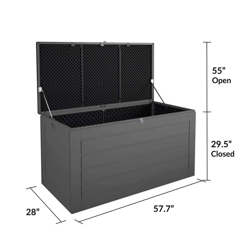 Cosco 88180BGY1E 180 Gal. Extra Large， Black and Charcoal Outdoor Deck Box
