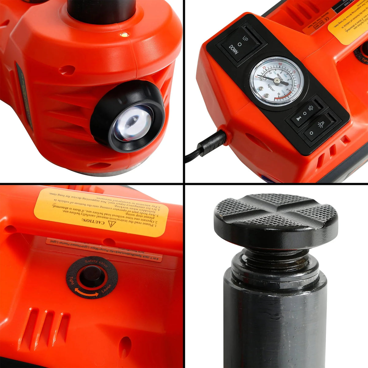 TCFUNDY 5 Ton Hydraulic Car Jack Kit Electric Floor Jack Lift Kit w/ Impact Wrench & Tire Inflator Pump
