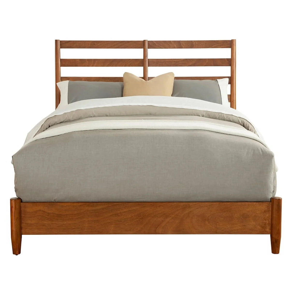Home Square 4 Piece Set with Small TV Console Full Wood Bed & Large Nightstand