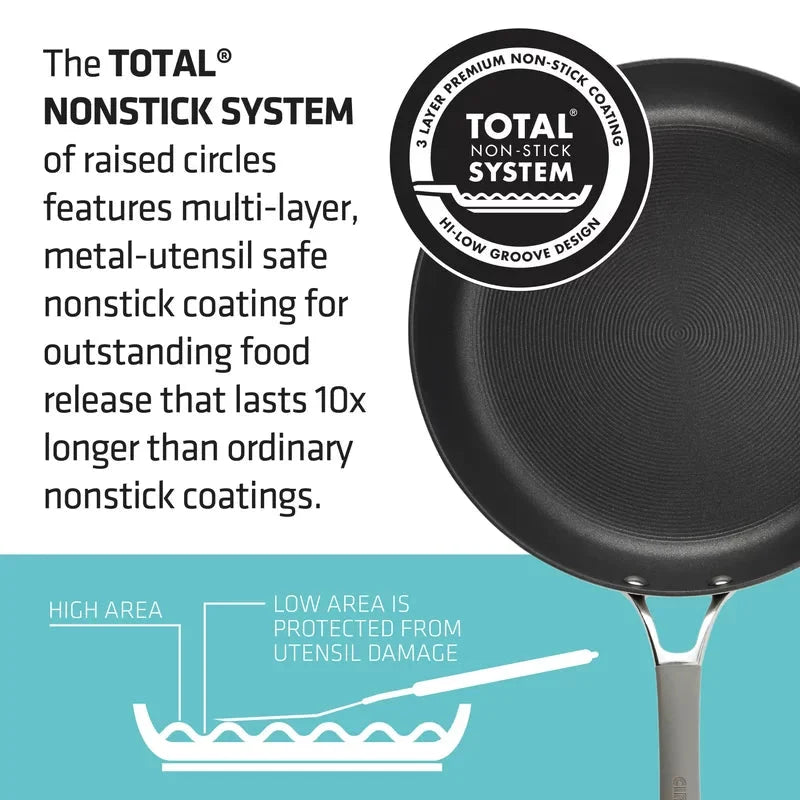 Circulon 84569 Elementum 7.5 qt. Hard-Anodized Aluminum Nonstick Stock Pot in Oyster Gray with Glass Lid