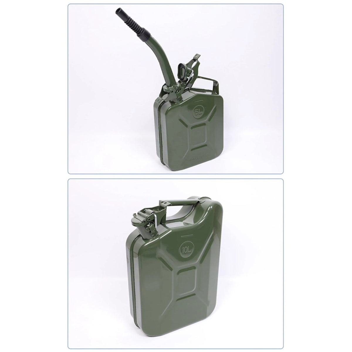 MoreChioce 10L Green Metal Jerry Can Store Container with Fixed Spout for Petrol Oil Water Alcohol