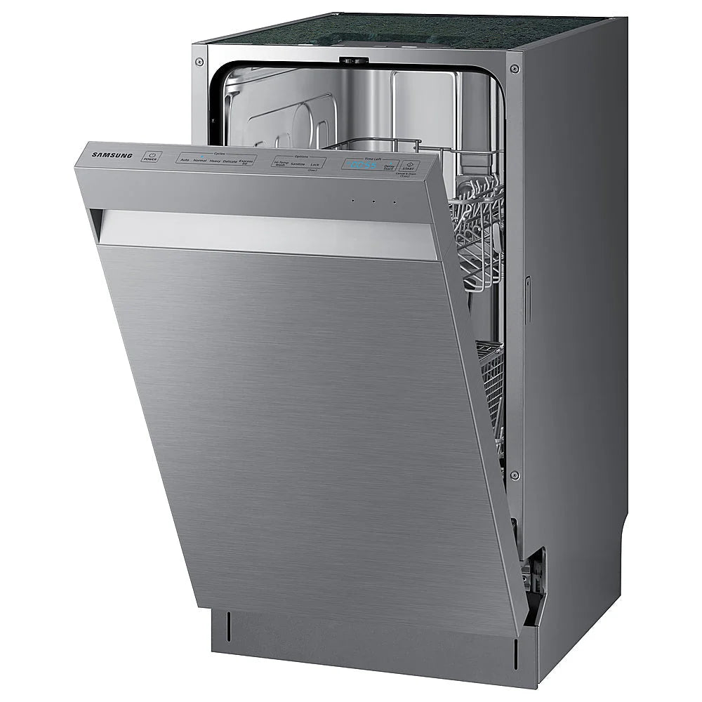 Samsung - 18 Compact Top Control Built-in Dishwasher with Stainless Steel Tub, 46 dBA - Stainless steel