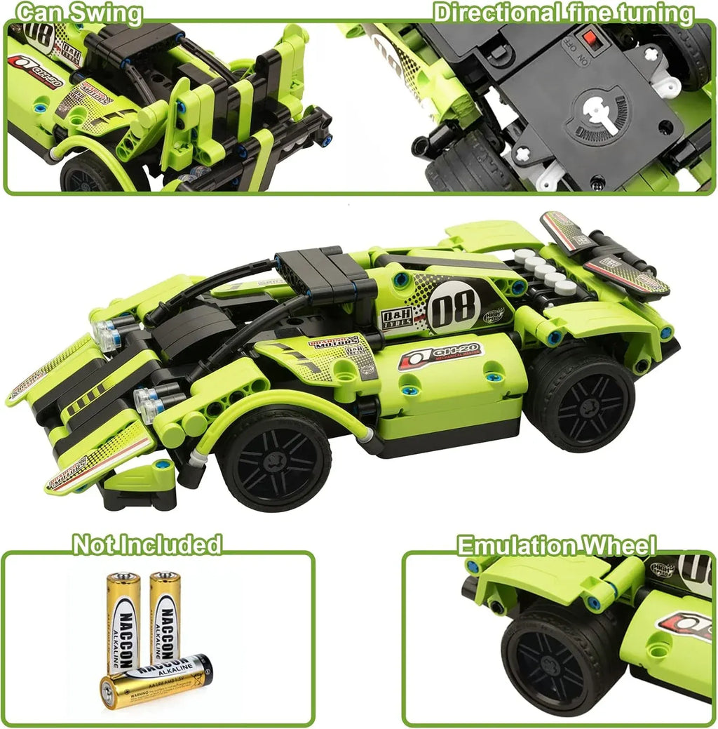 Building Toys for Kids with 2-in-1 Remote Control Racer Snap Together Engineering Kits Early Learning Racecar Building Blocks - Best Gift for 6 7 8 9ï1⁄4Year Old Boys and Girls