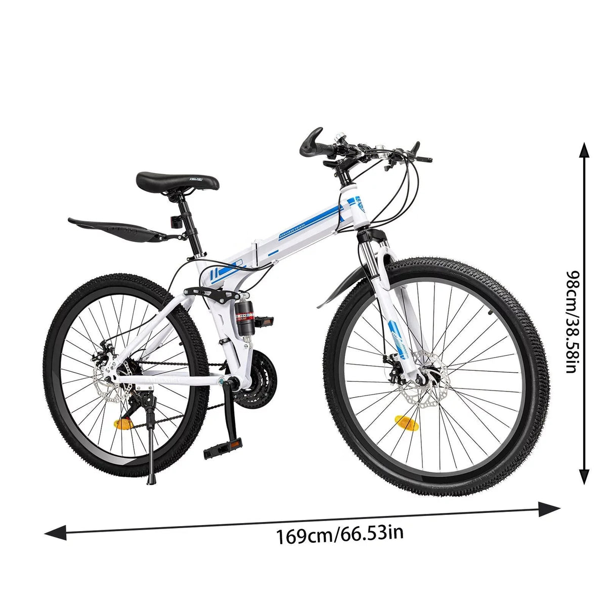 Wuzstar 26 Mountain Folding Bike 21-Speed High-Carbon Steel Mountain Bicycle with Dual Disc-Brake