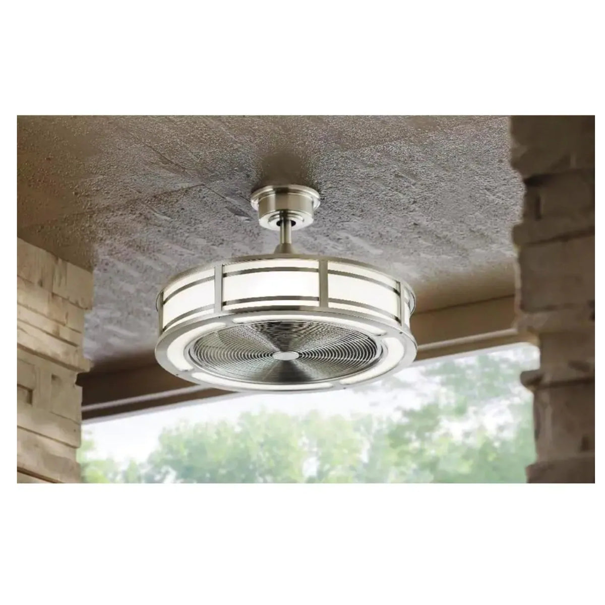 Home Decorators Collection Brette II 23 in. LED Indoor/Outdoor Brushed Nickel Ceiling Fan with Light and Remote Control