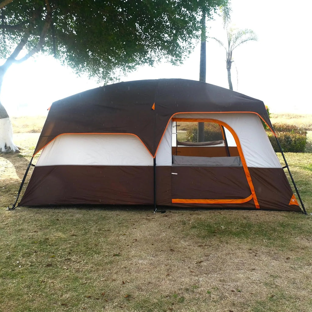 Extra Large Tent 10-12-14 Person(Style-B),Family Cabin Tents,2 Rooms,3 Doors and 3 Windows with Mesh,Straight Wall,Waterproof,Double Layer,Big Tent for Outdoor,Picnic,Camping,Family Gathering
