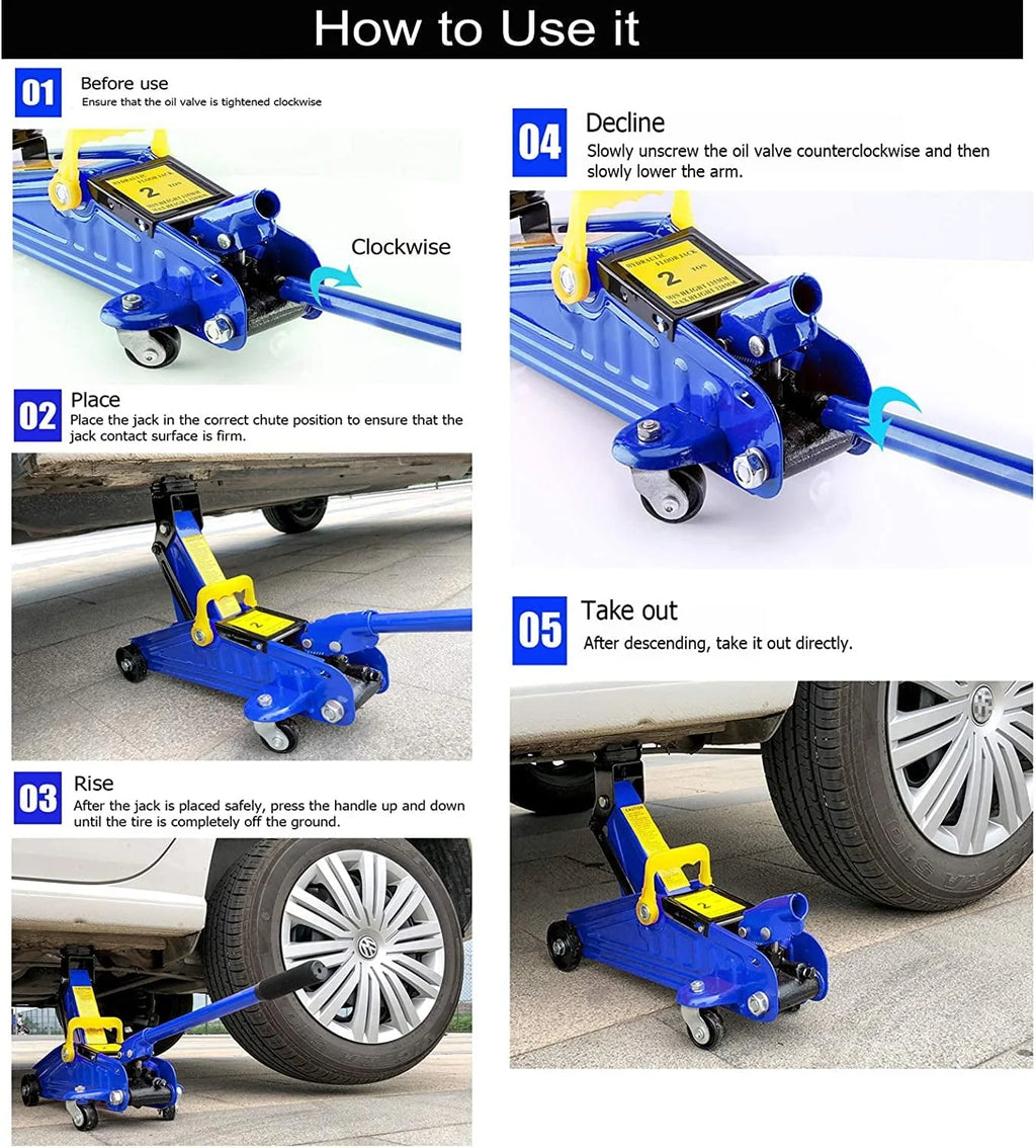Dayplus 2T Hydraulic Trolley Floor Jack Car Van Garage Lift TUV CE Safe 3 Ton Jack Stand UK
