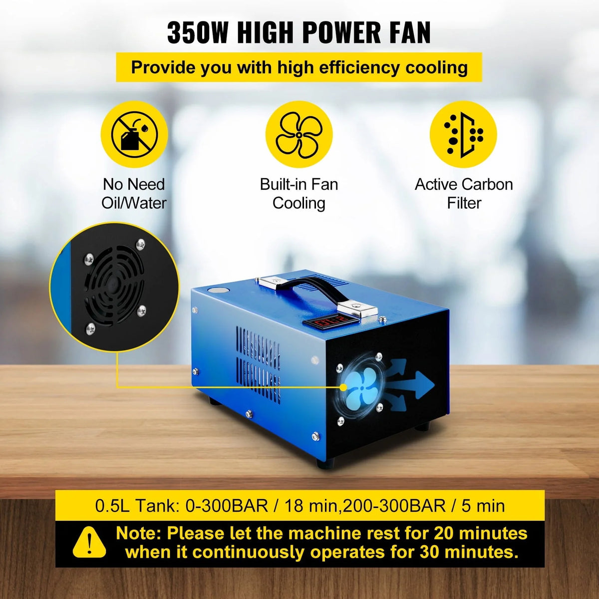BENTISM PCP Air Compressor Scuba Compressor 4500PSI Manual-Stop 12V/110V w/Adapter