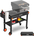 Portable Outdoor Grill Table, Folding Grill Cart Solid and Sturdy, Blackstone Griddle Stand Large Space, Blackstone Table with Paper Towel Holder, Grill Stand for Blackstone Griddle, Ninja Grills etc