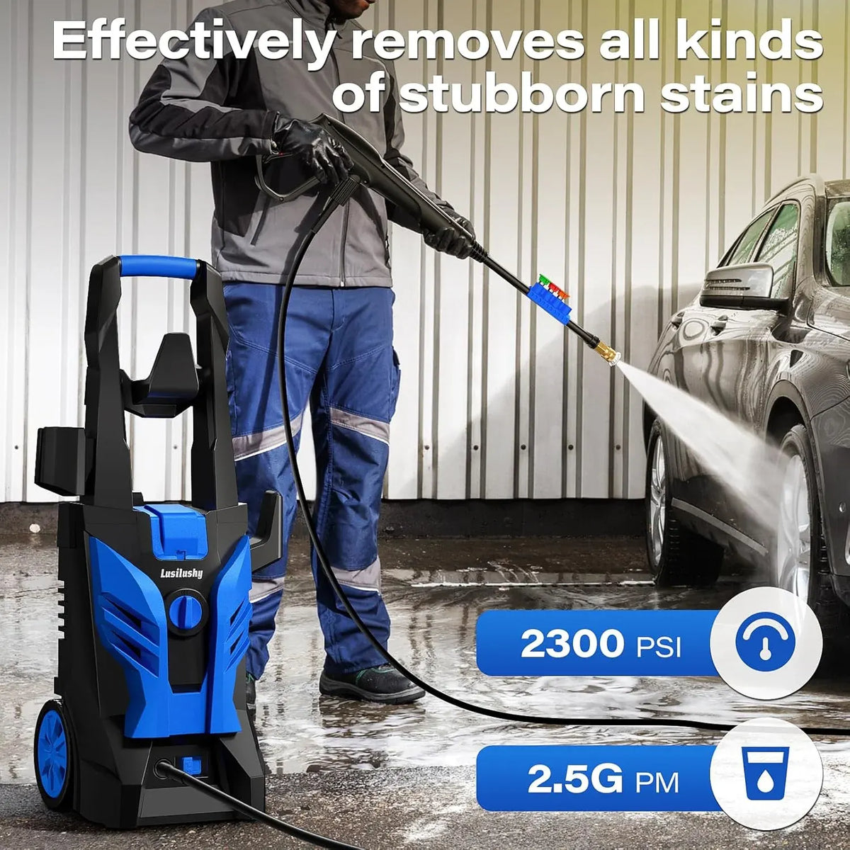 Pressure Washer, Power Washer with 4 Nozzles and Foam Cannon, High Pressure Cleaning Machine for Cars, Driveways, Fences, Patios, Home Cleaning