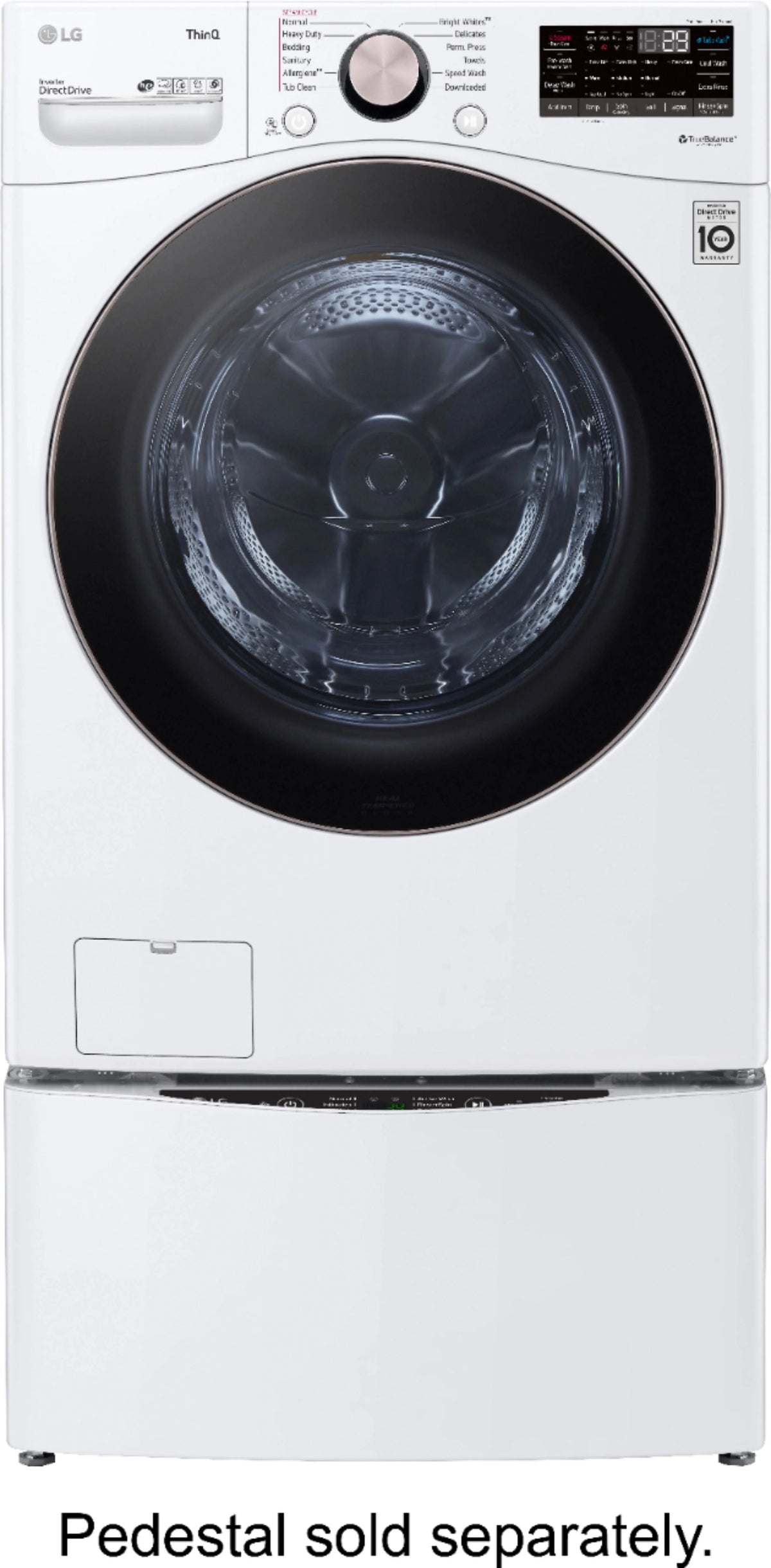 LG - 4.5 Cu. Ft. High-Efficiency Stackable Smart Front Load Washer with Steam and Built-In Intelligence - White